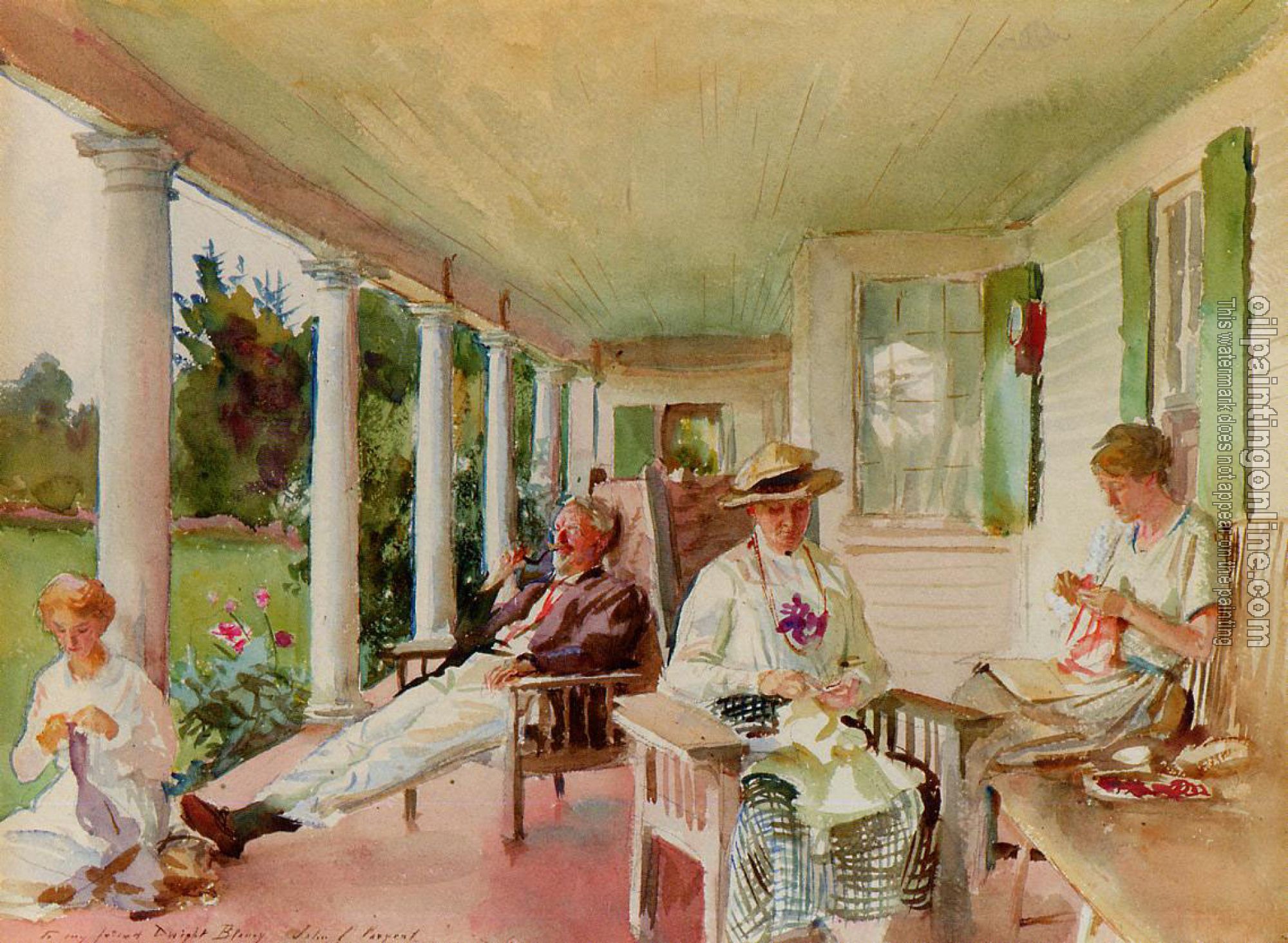 Sargent, John Singer - On the Verandah,Ironbound Island, Maine